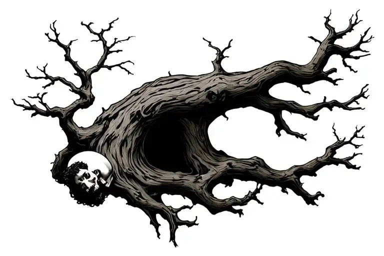 dead tree with saint sebastian tattoo design idea