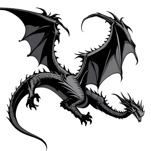 fierce dragon flying tattoo design idea