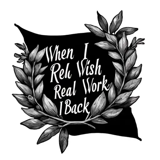 "When I Wish Real Work I Back" Laurel Wreath tattoo design idea