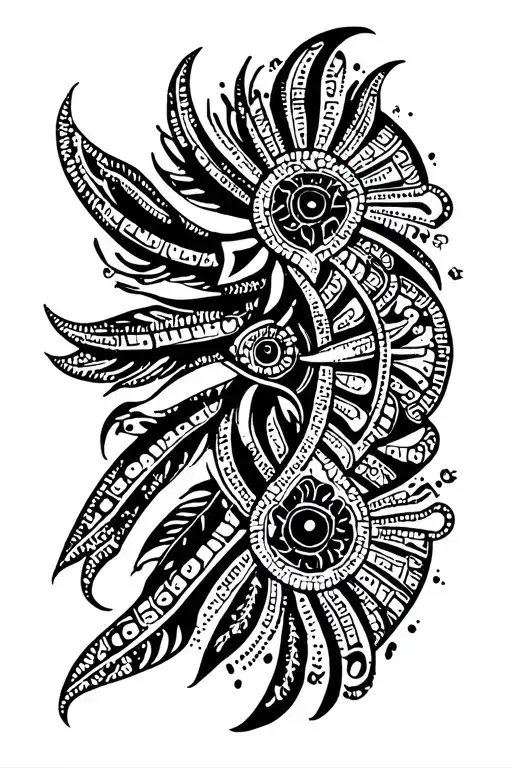 A unique interpretation of Polynesian symbols intertwined with elements of Guam culture, such as the Chamorro flag or traditional dances tattoo design idea