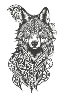 wolf looking straight  tattoo design idea