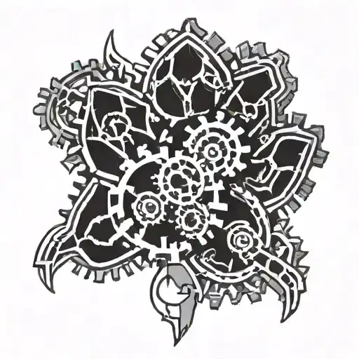 A wolf paw print made up of mechanical gears and tools tattoo design idea
