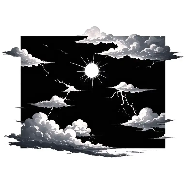 lighting and clouds surrounding tattoo design idea
