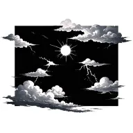 lighting and clouds surrounding tattoo design idea