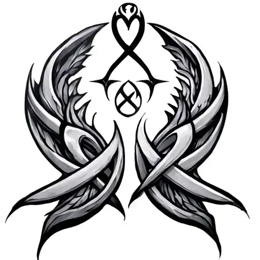 love you bind runes tattoo design idea