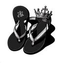flip flops with crown tattoo design idea