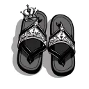 flip flops with crown tattoo design idea