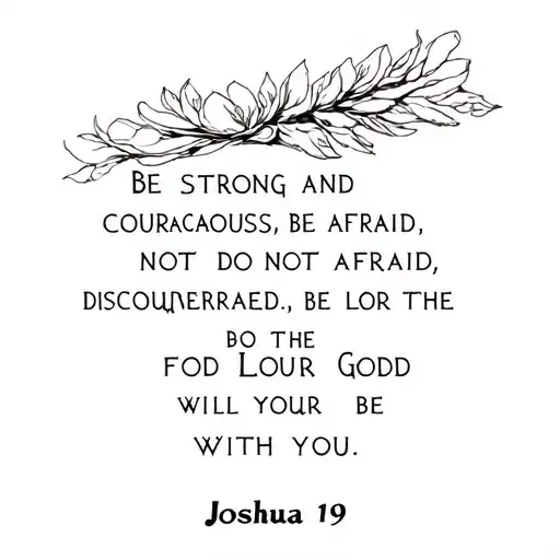 Joshua 1:9: "Be strong and courageous. Do not be afraid; do not be discouraged, for the Lord your God will be with you w tattoo design idea