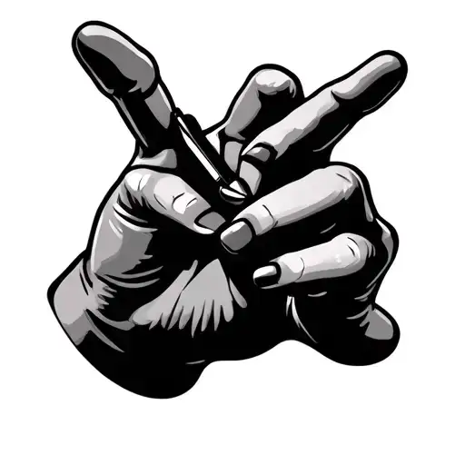 Design a fine line tattoo that depicts a cartoon hand (similar to Mickey Mouse) signing “I love you” in sign language. S tattoo design idea