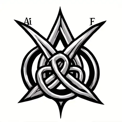 Celta knot with a letter A and a F tattoo design idea