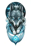 cherokee wolf puppy blue eyes anime tattoo design idea