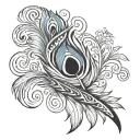 peacock feather and flute tattoo design idea
