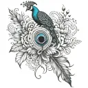 peacock feather and flute tattoo design idea