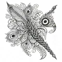 peacock feather and flute tattoo design idea