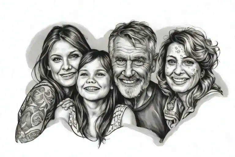 dad with 2 daughters foodsteps tattoo design idea