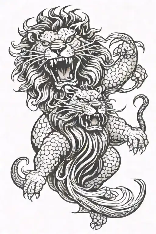 lion roaring tattoo design idea