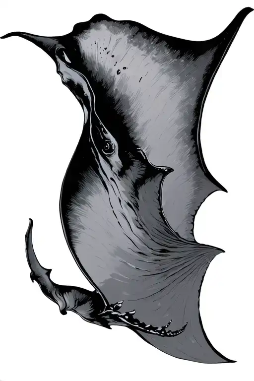 manta ray gracefully swimming tattoo design idea
