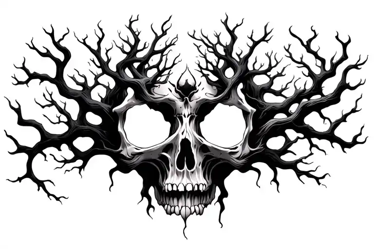 abstract death tree tattoo design idea