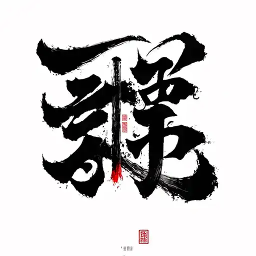 death word chinese caligraphy with shadow tattoo design idea