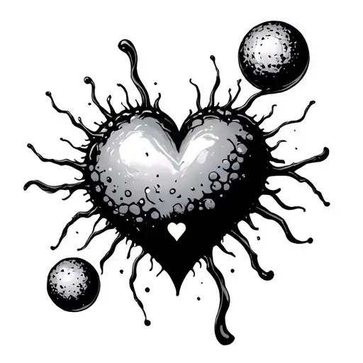 nucleus and love heart tattoo design idea