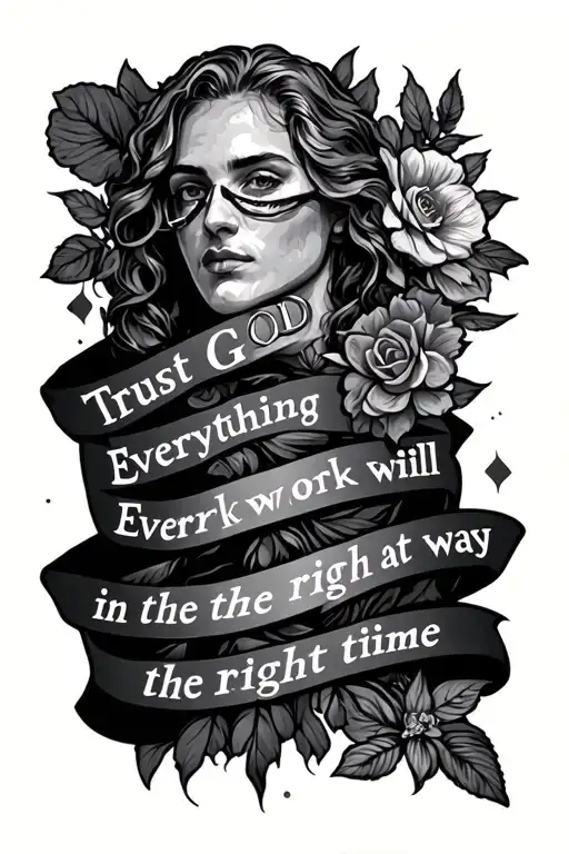 "trust god everything will work out in the right way at the right time" tattoo design idea