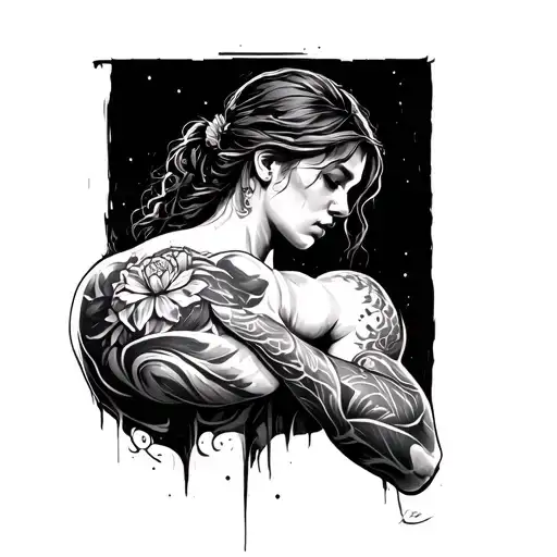 bicep tattoo fine line art tattoo design idea