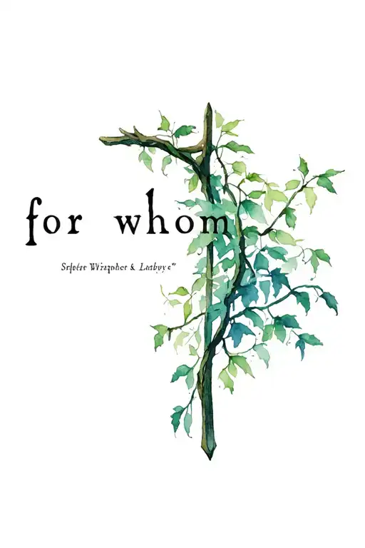shepherds staff wrapped in vines growing and the vines spell " for whom" tattoo design idea