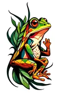 Ayahuasca vine entwined, kambo frog tattoo design idea