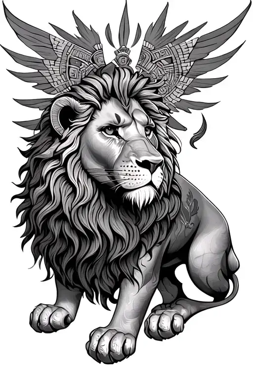 Assyrian Babylon falls lion tattoo design idea