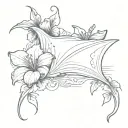 a sting ray, hammer head shark and hibiscus flower tattoo design idea