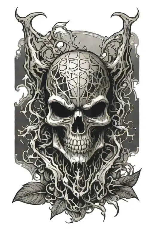 symbolize the spider head as a skull, let this spider be in gothic style tattoo design idea