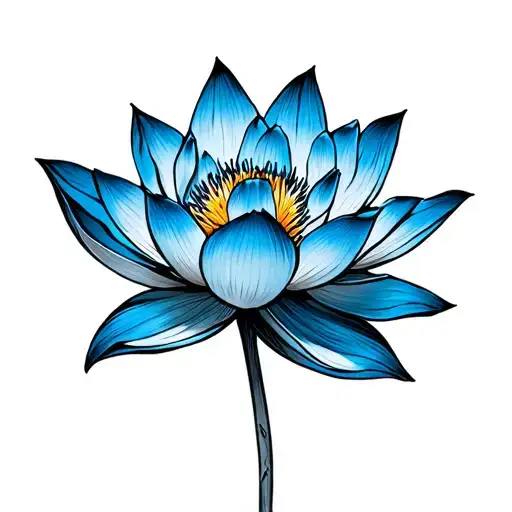 cat paw print blue lotus flower tattoo design idea