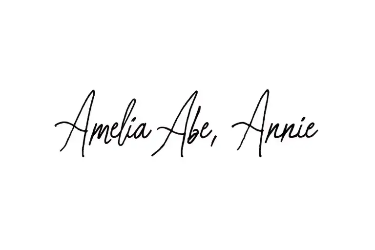 "Amelia, Abe, Annie" A Team, with three names incorporated tattoo design idea