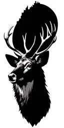 Yosemite valley and stag head tattoo design idea