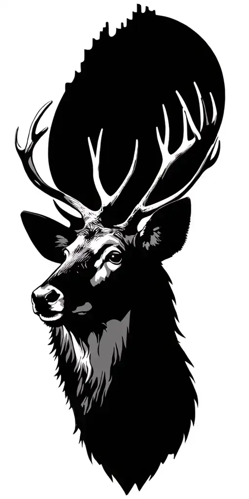 Yosemite valley and stag head tattoo design idea