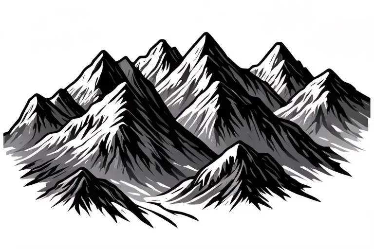 mountain range with paisley pattern forming the shape tattoo design idea