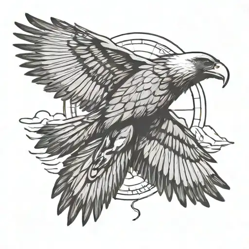 andean condor flying towards the sun tattoo design idea