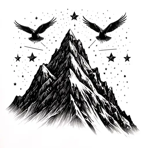 ACOTAR mountain with 3 stars, add aeries. virgo, and gemini constellations  tattoo design idea