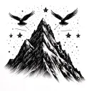 ACOTAR mountain with 3 stars, add aeries. virgo, and gemini constellations  tattoo design idea