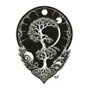 tree of life and sun and moon tattoo design idea