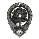 tree of life and sun and moon tattoo design idea