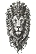 crowned lion face tattoo design idea