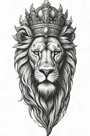 crowned lion face tattoo design idea