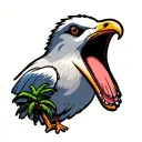 screaming seagull palm trees sunset tattoo design idea