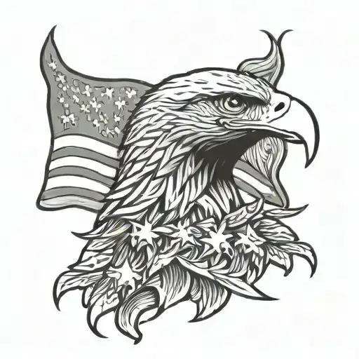 Eagle with American Flag tattoo design idea