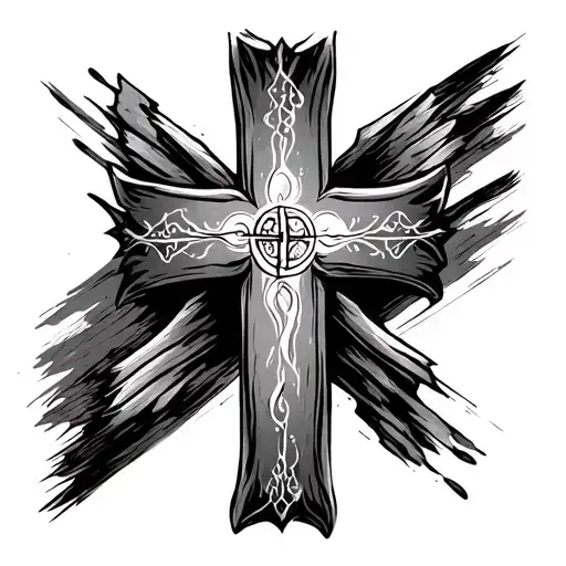 3 nail cross with romans 8:18 tattoo design idea