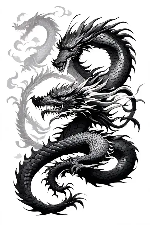 Samurai and dragon tattoo design idea