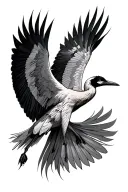 crane bird flying tattoo design idea