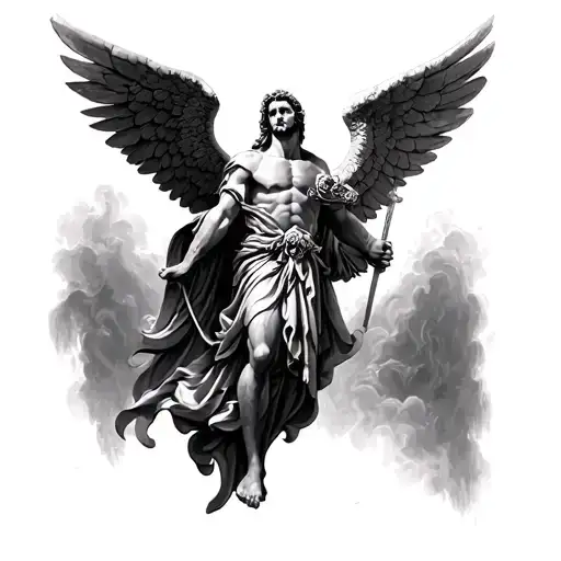 St. Michael the Archangel and psalm 3:7 tattoo design idea