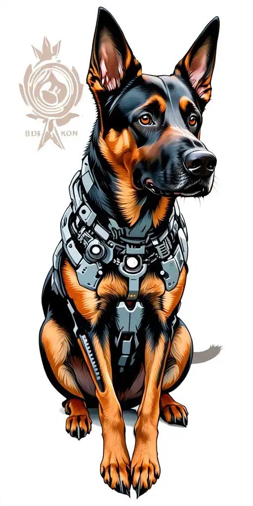 biomechanical Belgian malinois tattoo design idea